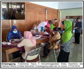 UPT Puskesmas Tepus II Gelar Kelas Hipertensi dan Diabetes Militus di Balai Kalurahan Giripanggung